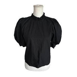 Hunter Bell New York Black Cotton Puff Sleeve Blouse Top Women’s Medium